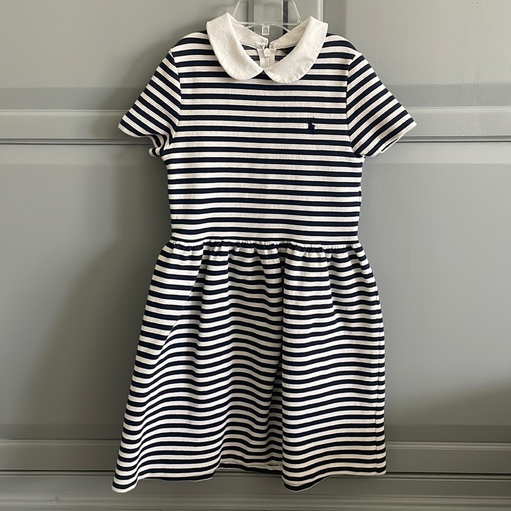 Polo by Ralph Lauren navy striped dress girls size 8/10